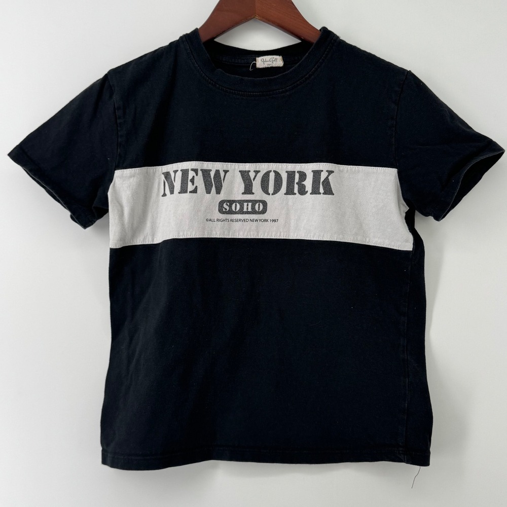 John Galt Brandy Melville New York Soho Graphic Tee Black White Stripe One Size